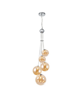 Newstead 48cm Cluster Pendant 5 x G9 Polished Chrome/Amber-1