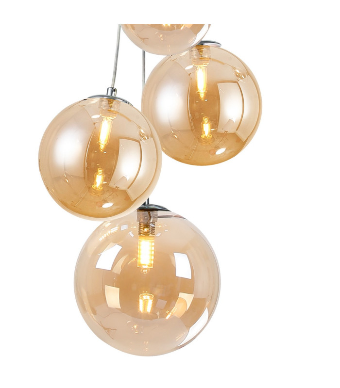 Newstead 48cm Cluster Pendant 5 x G9 Polished Chrome/Amber-6