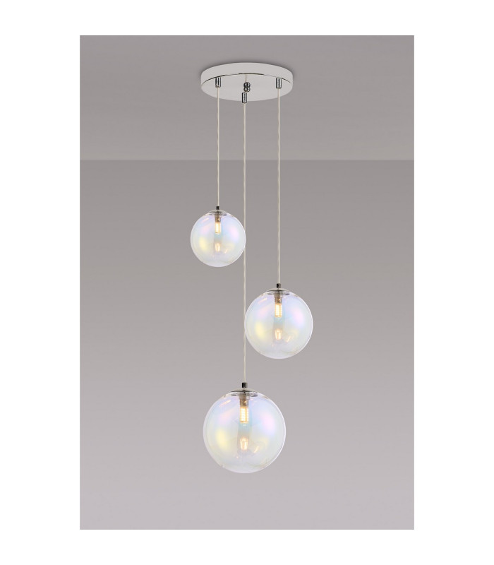 Newstead 31cm Round Pendant 3 x G9 Polished Chrome/Iridescent-3