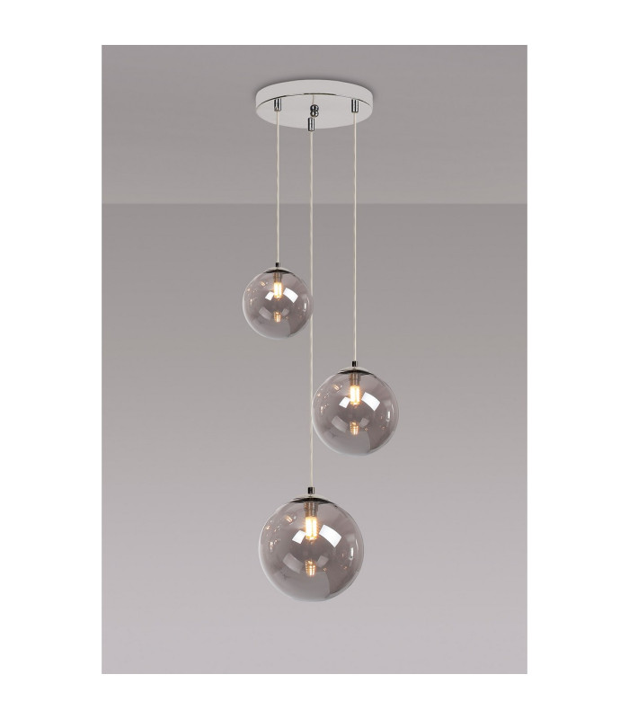 Newstead 31cm Round Pendant 3 x G9 Polished Chrome/Smoke-3