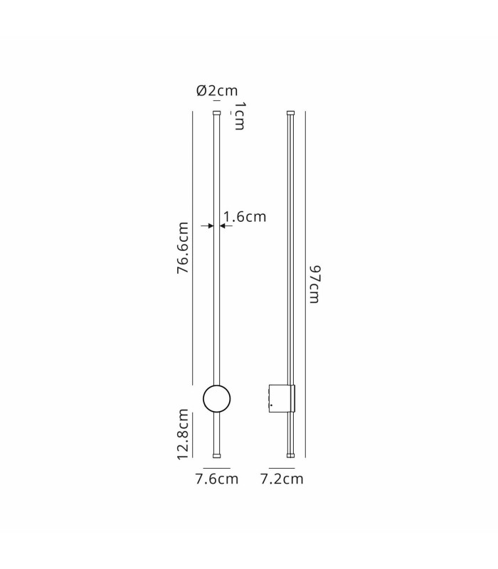 Millbrook 97cm Wall Lamp 20W LED 3000K 2000lm IP54 Black -2