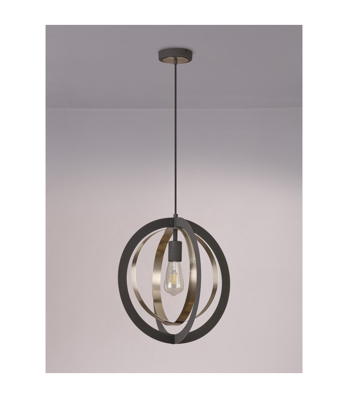 Bethany 40cm Pendant 1 x E27 Graphite/Satin Nickel-12