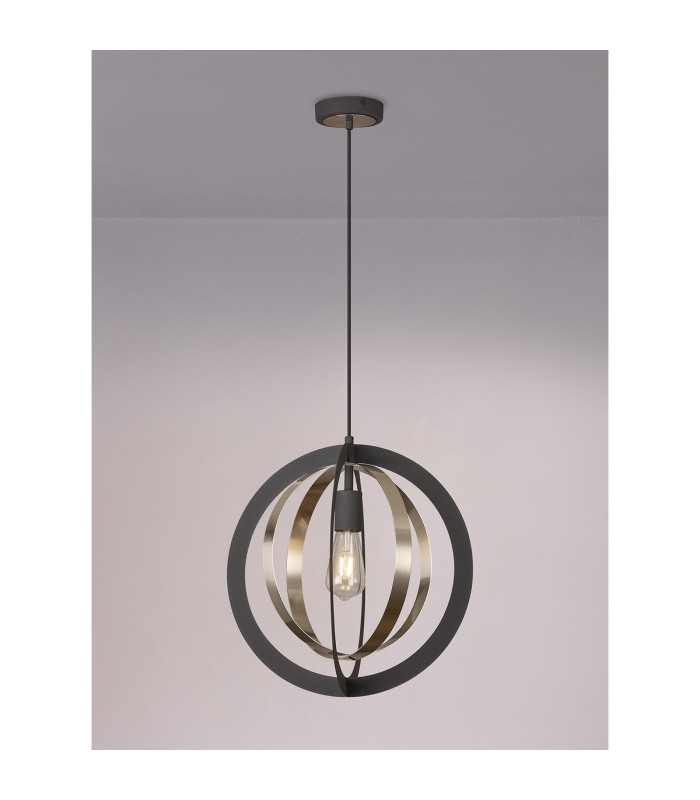 Bethany 40cm Pendant 1 x E27 Graphite/Satin Nickel-13