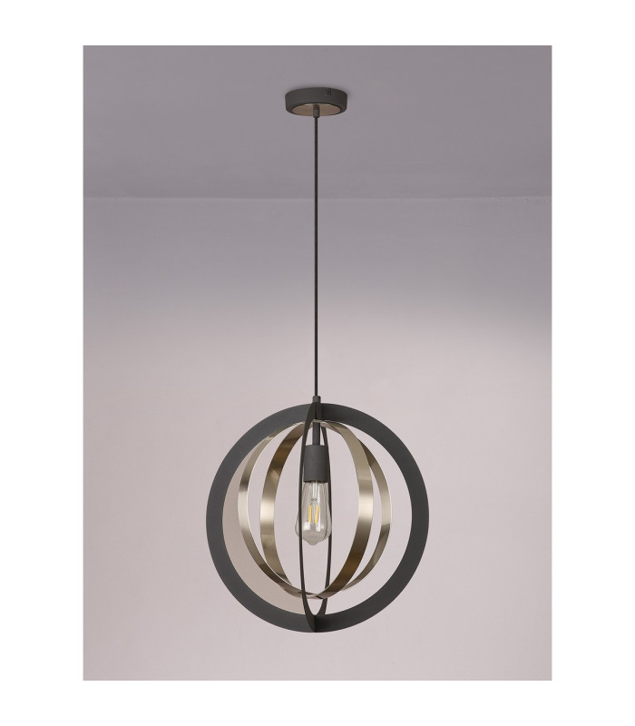 Bethany 40cm Pendant 1 x E27 Graphite/Satin Nickel-14