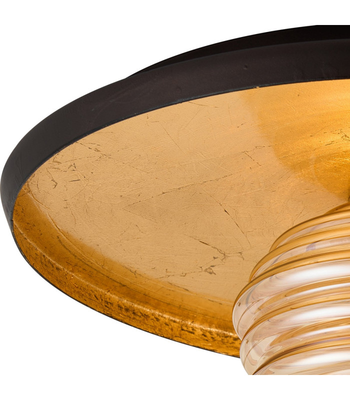Hawley 36cm Flush Ceiling/Wall Light 1 Light G9 Gold Leaf/Coffee/Amber Rippled Glass Shade-6