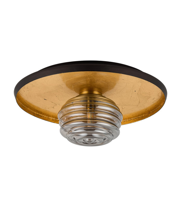 Hawley 36cm Flush Ceiling/Wall Light 1 Light G9 Gold Leaf/Coffee/Smoke Rippled Glass Shade-4