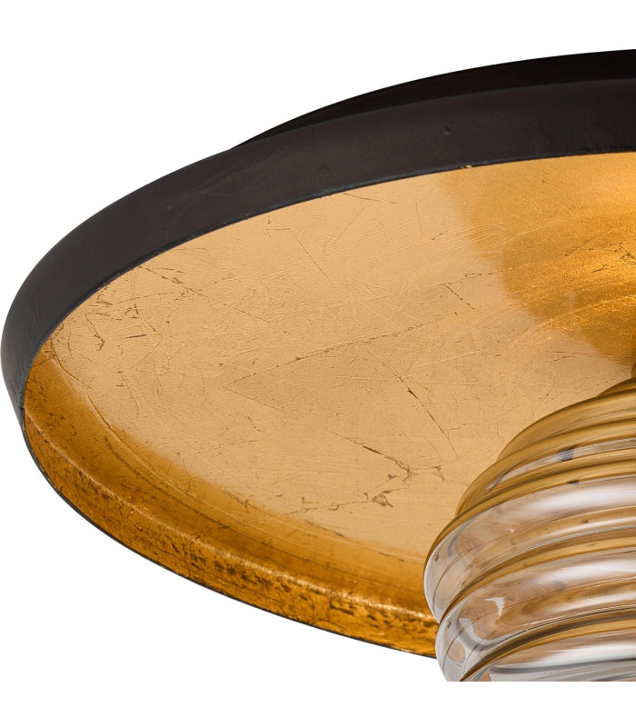 Hawley 36cm Flush Ceiling/Wall Light 1 Light G9 Gold Leaf/Coffee/Smoke Rippled Glass Shade-6