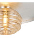 Hawley 36cm Flush Ceiling/Wall Light 1 Light G9 Silver Leaf/Anthracite/Amber Rippled Glass Shade-7