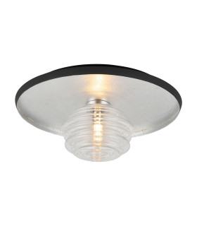 Hawley 36cm Flush Ceiling/Wall Light 1 Light G9 Silver Leaf/Coffee/Clear Rippled Glass Shade-1