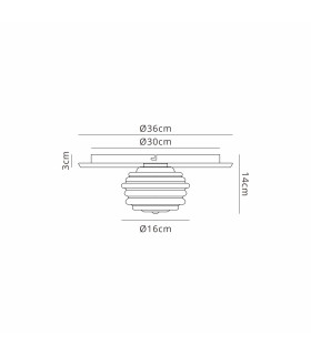 Hawley 36cm Flush Ceiling/Wall Light 1 Light G9 Silver Leaf/Coffee/Clear Rippled Glass Shade-2