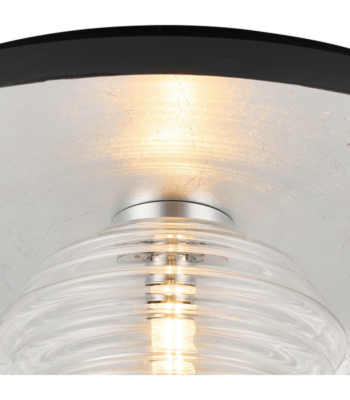 Hawley 36cm Flush Ceiling/Wall Light 1 Light G9 Silver Leaf/Coffee/Clear Rippled Glass Shade-5