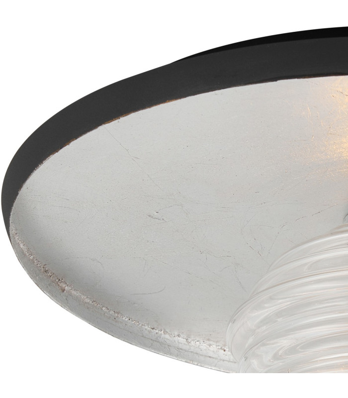 Hawley 36cm Flush Ceiling/Wall Light 1 Light G9 Silver Leaf/Coffee/Clear Rippled Glass Shade-6