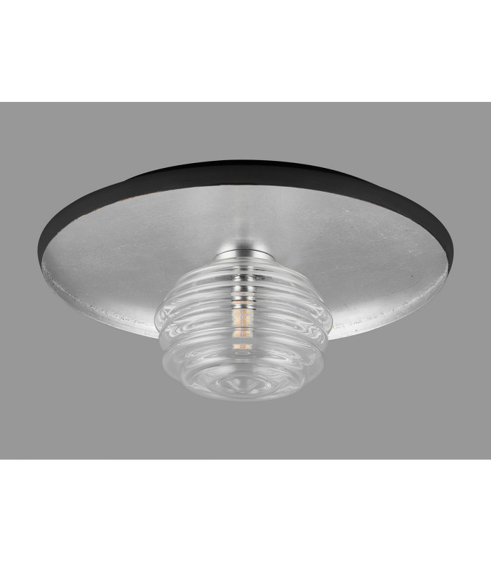 Hawley 36cm Flush Ceiling/Wall Light 1 Light G9 Silver Leaf/Coffee/Clear Rippled Glass Shade-8