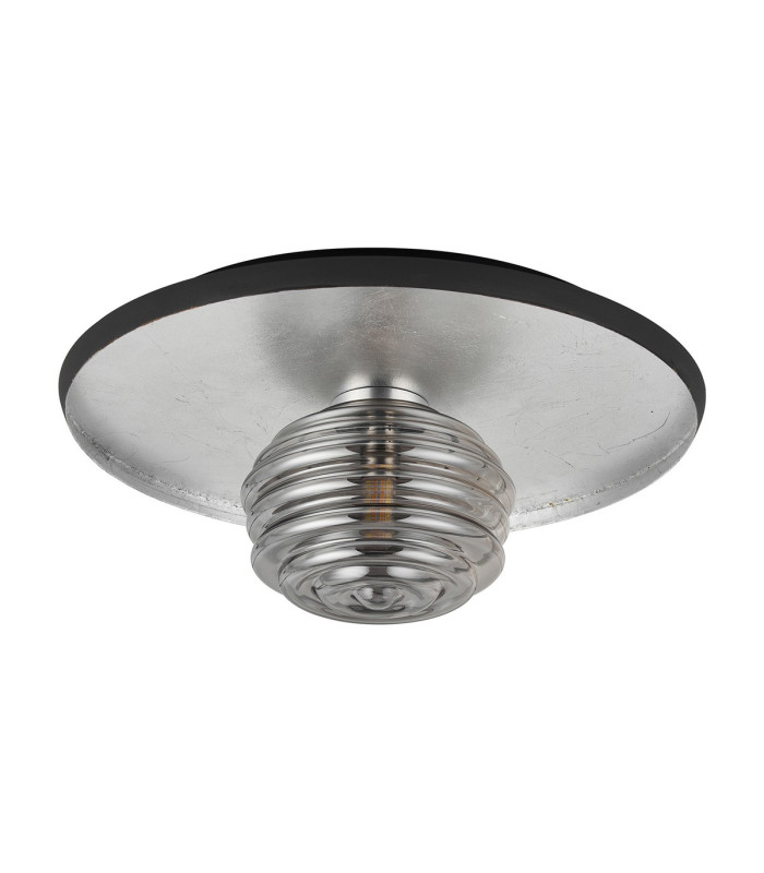 Hawley 36cm Flush Ceiling/Wall Light 1 Light G9 Silver Leaf/Coffee/Smoke Rippled Glass Shade-4