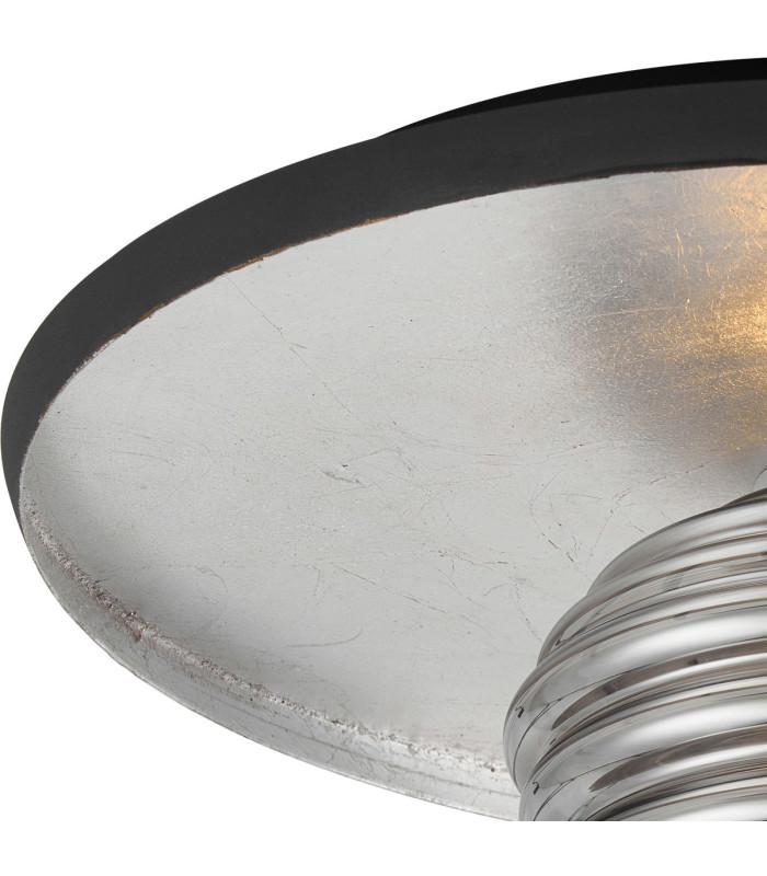 Hawley 36cm Flush Ceiling/Wall Light 1 Light G9 Silver Leaf/Coffee/Smoke Rippled Glass Shade-6