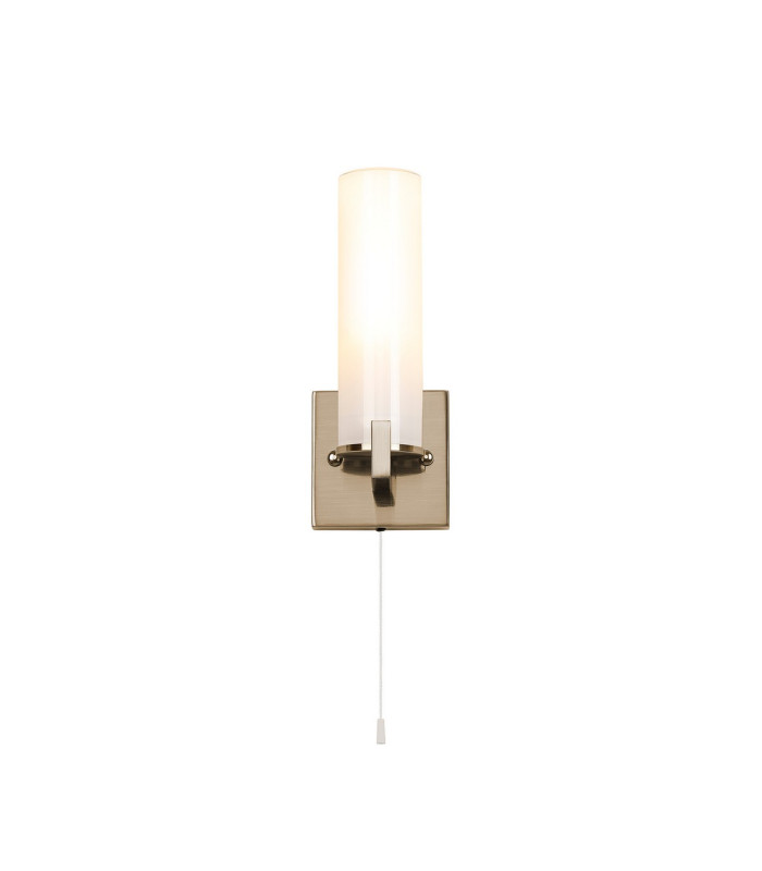 Ellenville Pull Switch Wall Light 1 Light E14 IP44 Antique Brass/Opal Glass-5
