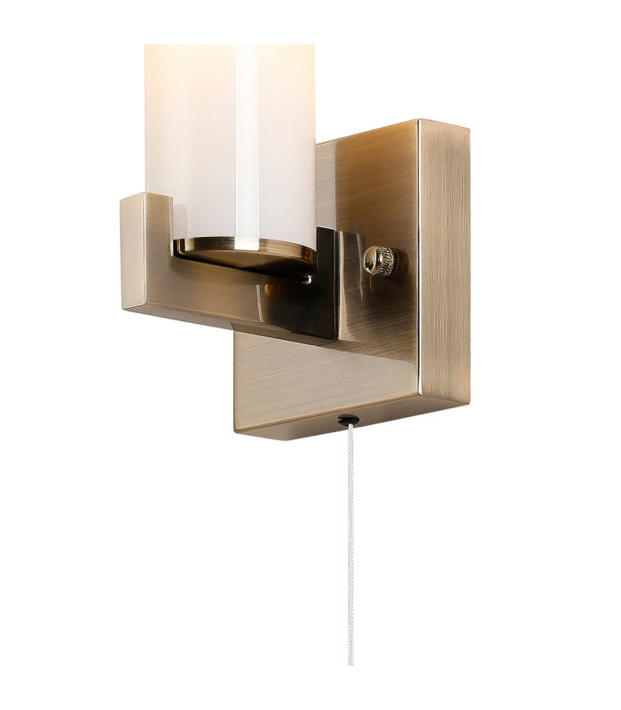 Ellenville Pull Switch Wall Light 1 Light E14 IP44 Antique Brass/Opal Glass-7