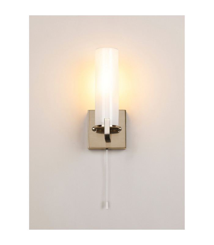 Ellenville Pull Switch Wall Light 1 Light E14 IP44 Antique Brass/Opal Glass-12