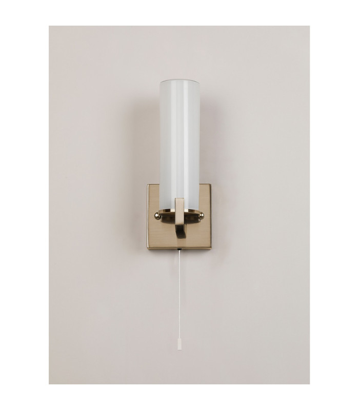 Ellenville Pull Switch Wall Light 1 Light E14 IP44 Antique Brass/Opal Glass-13