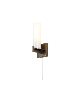 Ellenville Pull Switch Wall Light 1 Light E14 IP44 Bronze/Opal Glass-1