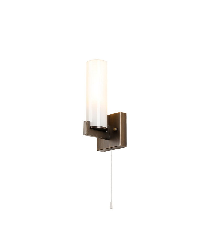 Ellenville Pull Switch Wall Light 1 Light E14 IP44 Bronze/Opal Glass-1