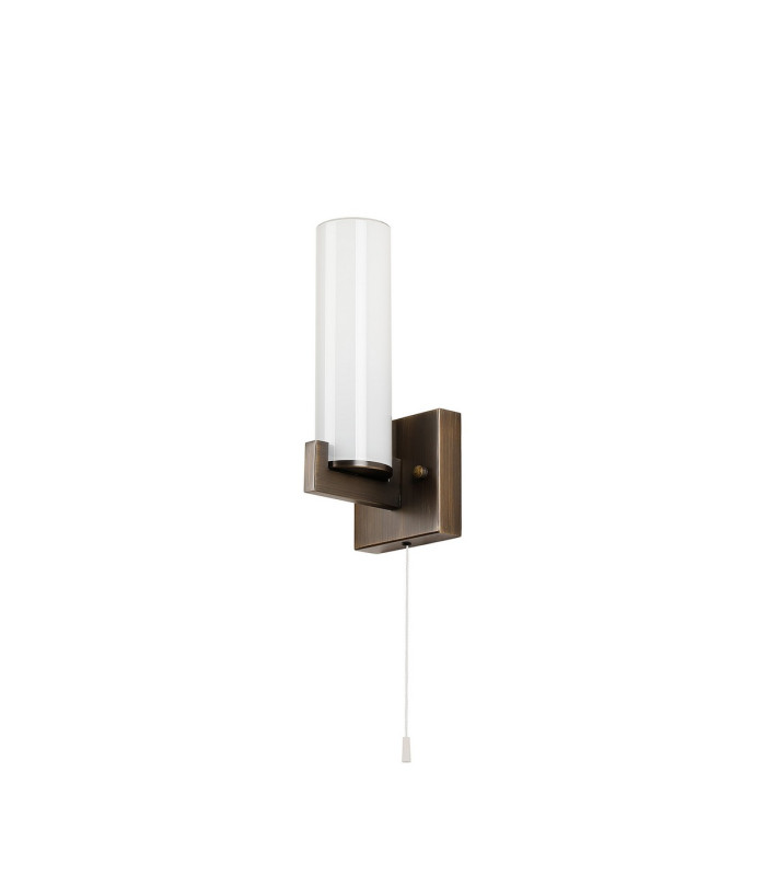 Ellenville Pull Switch Wall Light 1 Light E14 IP44 Bronze/Opal Glass-4