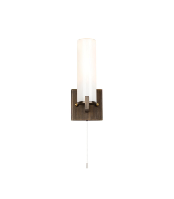 Ellenville Pull Switch Wall Light 1 Light E14 IP44 Bronze/Opal Glass-5