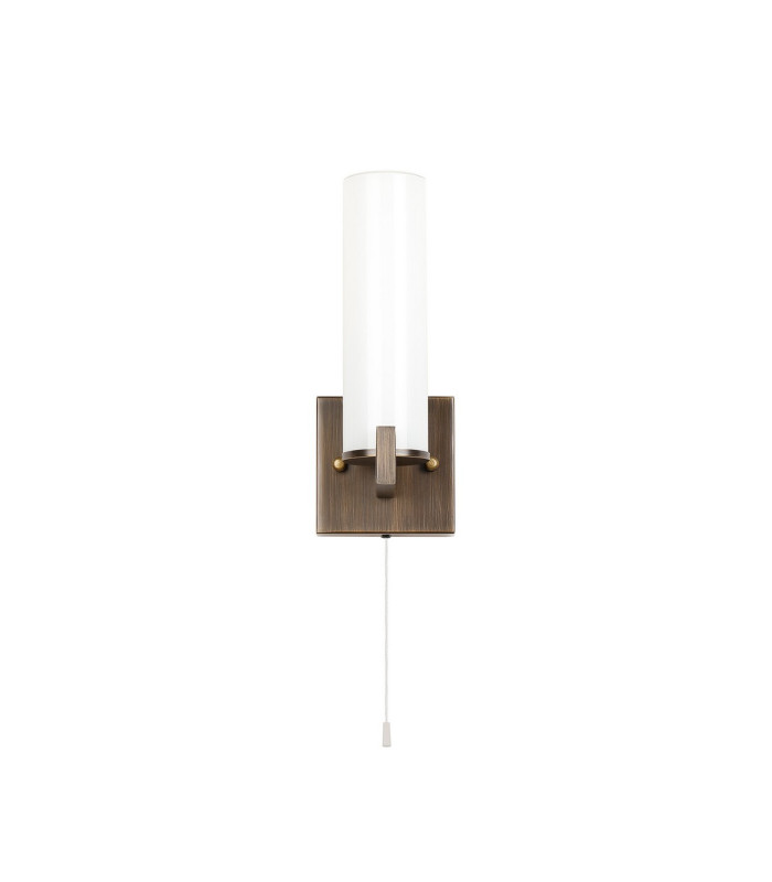 Ellenville Pull Switch Wall Light 1 Light E14 IP44 Bronze/Opal Glass-9