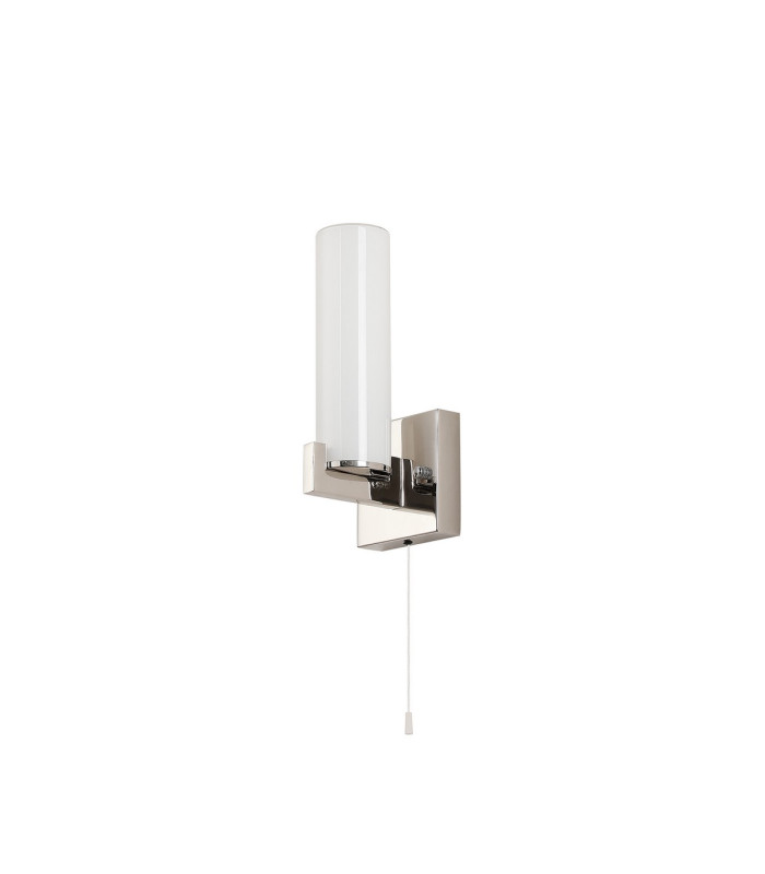 Ellenville Pull Switch Wall Light 1 Light E14 IP44 Polished Nickel/Opal Glass-5