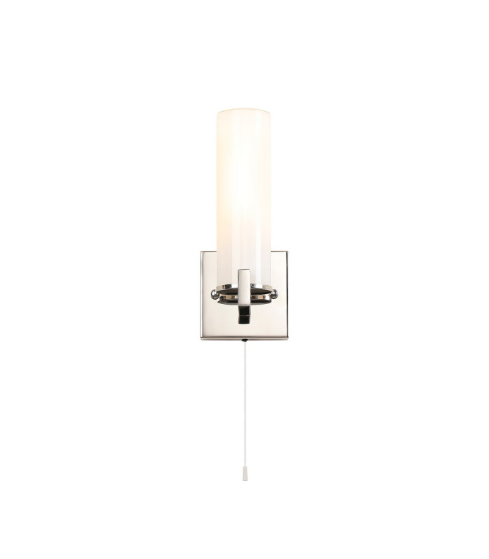 Ellenville Pull Switch Wall Light 1 Light E14 IP44 Polished Nickel/Opal Glass-6