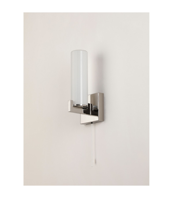 Ellenville Pull Switch Wall Light 1 Light E14 IP44 Polished Nickel/Opal Glass-11