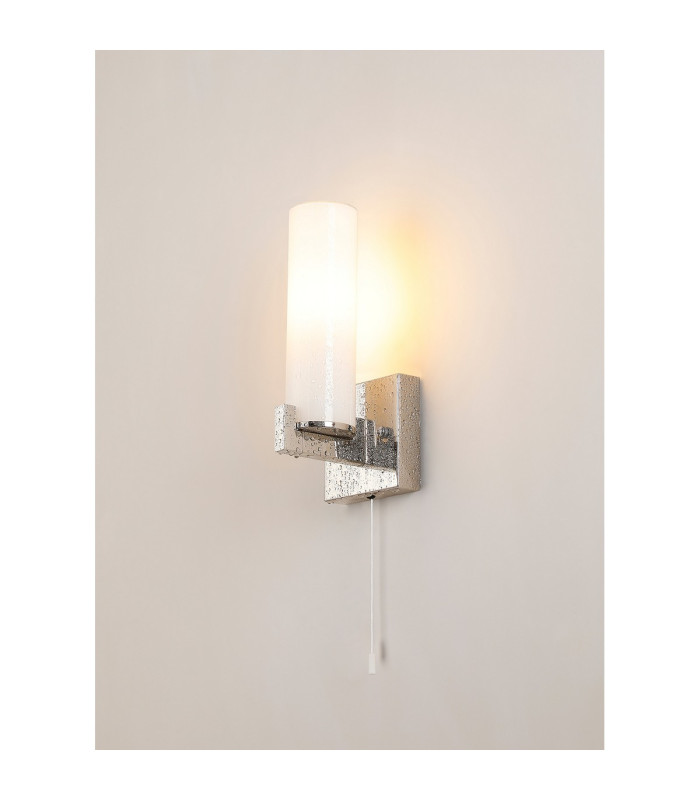 Ellenville Pull Switch Wall Light 1 Light E14 IP44 Polished Nickel/Opal Glass-12
