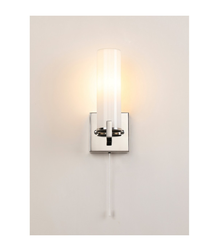 Ellenville Pull Switch Wall Light 1 Light E14 IP44 Polished Nickel/Opal Glass-13