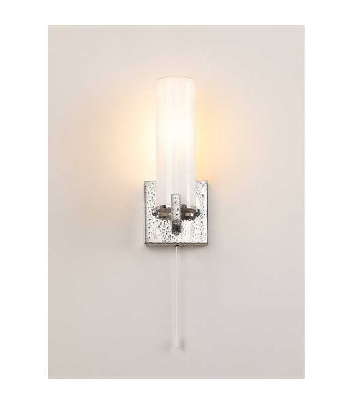 Ellenville Pull Switch Wall Light 1 Light E14 IP44 Polished Nickel/Opal Glass-15