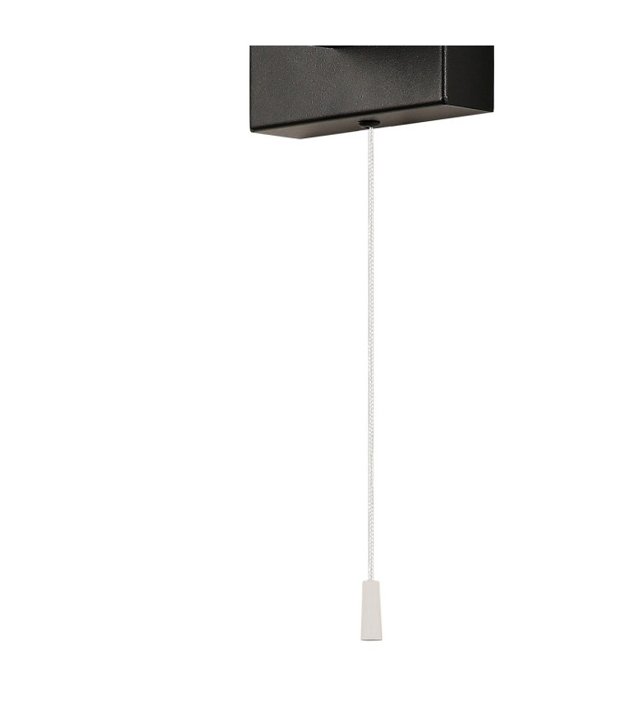 Ellenville Pull Switch Wall Light 1 Light E14 IP44 Satin Black/Opal Glass-8
