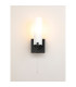 Ellenville Pull Switch Wall Light 1 Light E14 IP44 Satin Black/Opal Glass-14