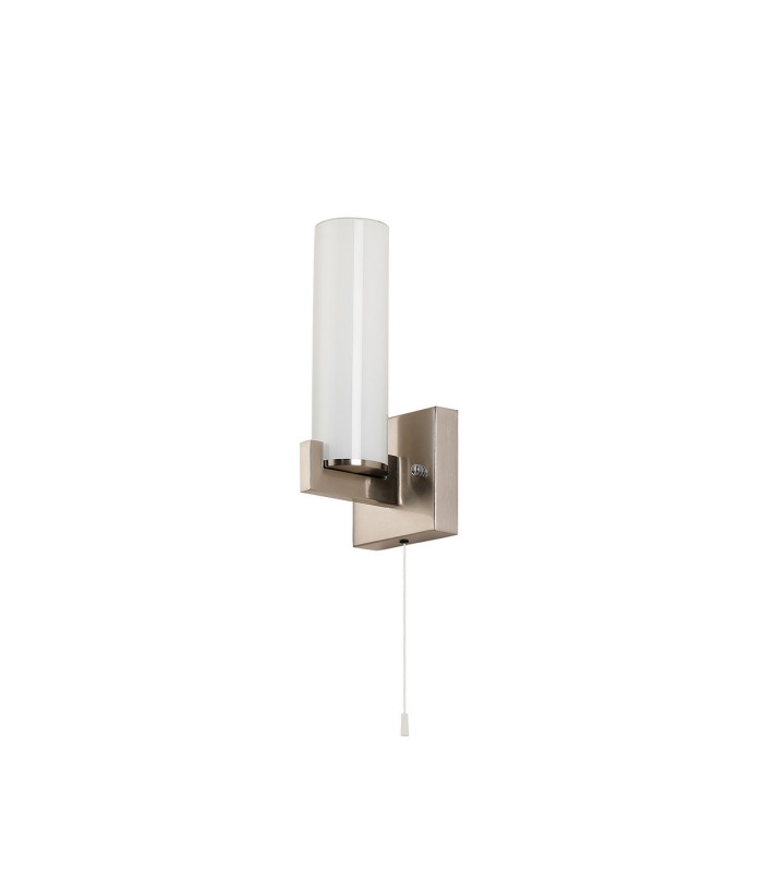 Ellenville Pull Switch Wall Light 1 Light E14 IP44 Satin Nickel/Opal Glass-4