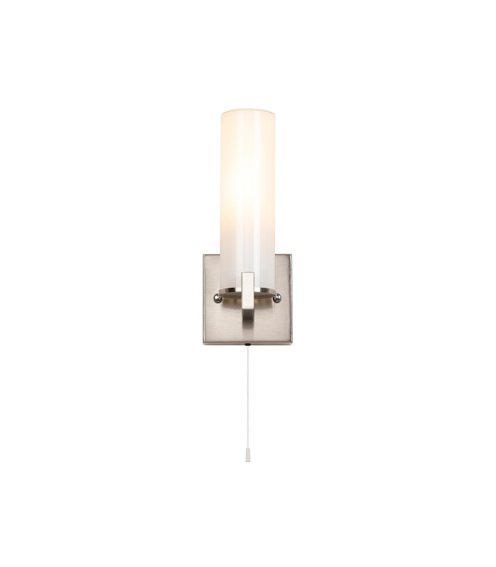 Ellenville Pull Switch Wall Light 1 Light E14 IP44 Satin Nickel/Opal Glass-5