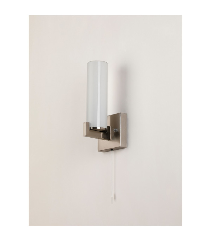 Ellenville Pull Switch Wall Light 1 Light E14 IP44 Satin Nickel/Opal Glass-10