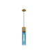 Versailles 12cm Pendant Tubular Glass 1 x E27 Aged Brass/Blue/Black Braided Cable-4