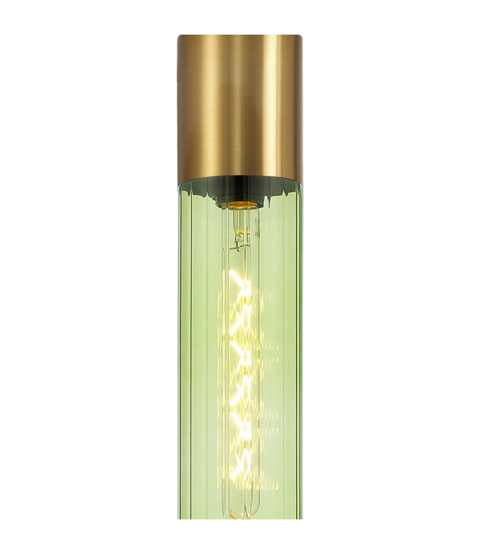 Versailles 12cm Pendant Tubular Glass 1 x E27 Aged Brass/Green/Black Braided Cable-6
