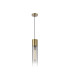 Versailles 12cm Pendant Tubular Glass 1 x E27 Antique Brass/Smoke Fade/Black Braided Twisted Cable-4
