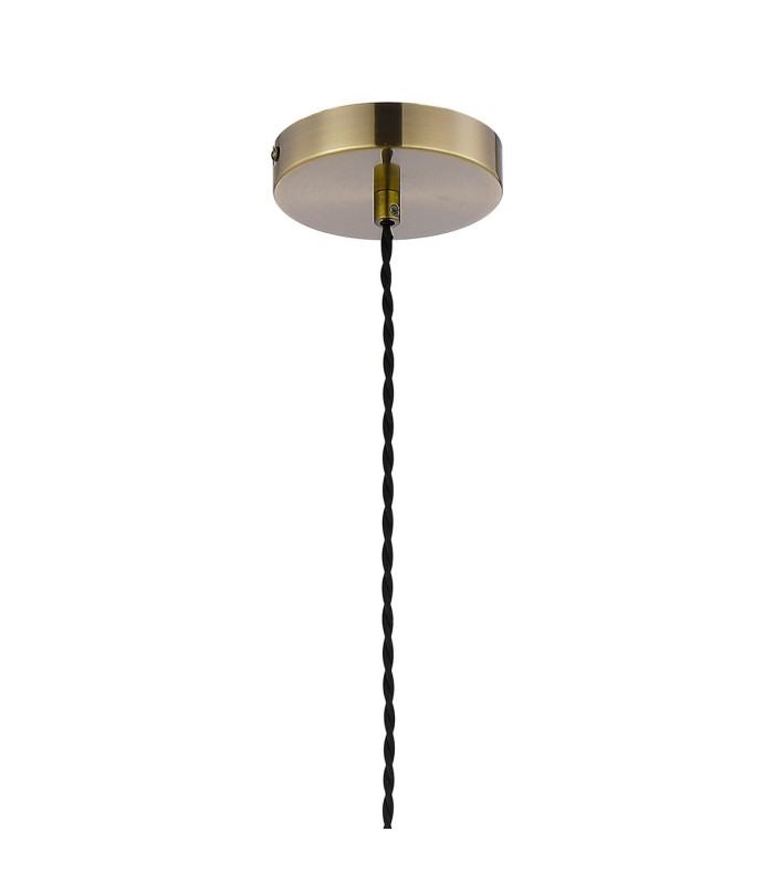 Versailles 12cm Pendant Tubular Glass 1 x E27 Antique Brass/Smoke Fade/Black Braided Twisted Cable-7