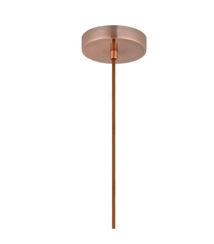 Versailles 12cm Pendant Tubular Glass 1 x E27 Antique Copper/Clear/Brown Braided Cable-6