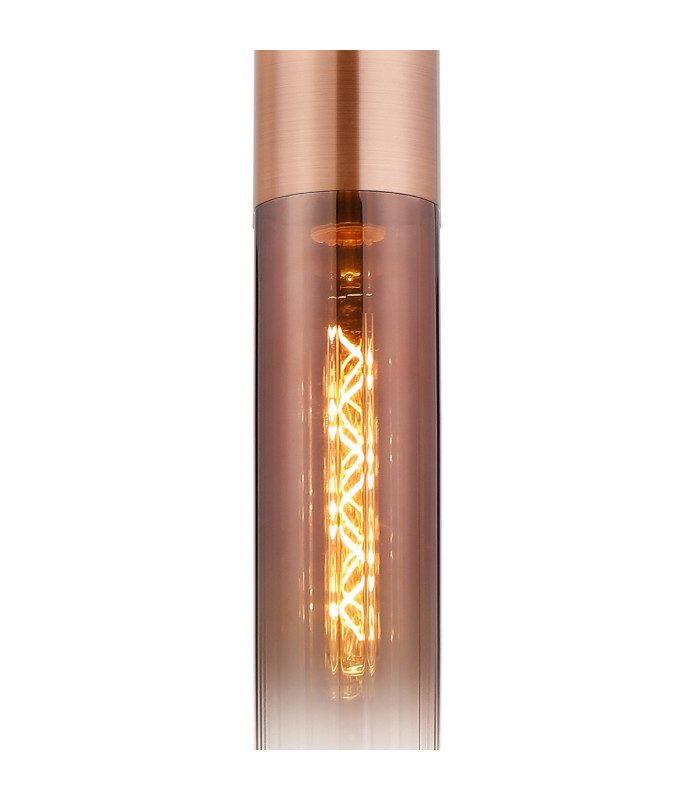 Versailles 12cm Pendant Tubular Glass 1 x E27 Antique Copper/Copper Fade/Brown Braided Cable-6