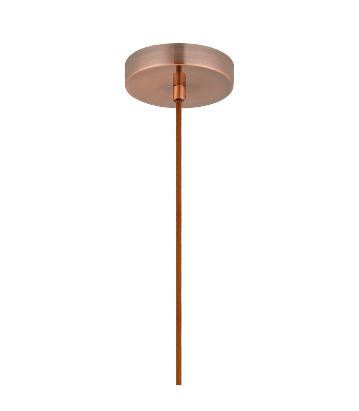 Versailles 12cm Pendant Tubular Glass 1 x E27 Antique Copper/Smoke Fade/Brown Braided Cable-7