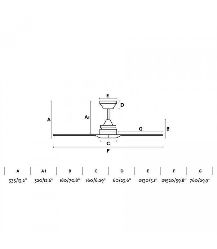 Ceiling Fan 152cm White 3 Blades - 2