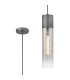 Versailles 12cm Pendant Tubular Glass 1 x E27 Pewter/Smoke Fade/Black Braided Cable-1