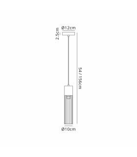 Versailles 12cm Pendant Tubular Glass 1 x E27 Pewter/Smoke Fade/Black Braided Cable-2
