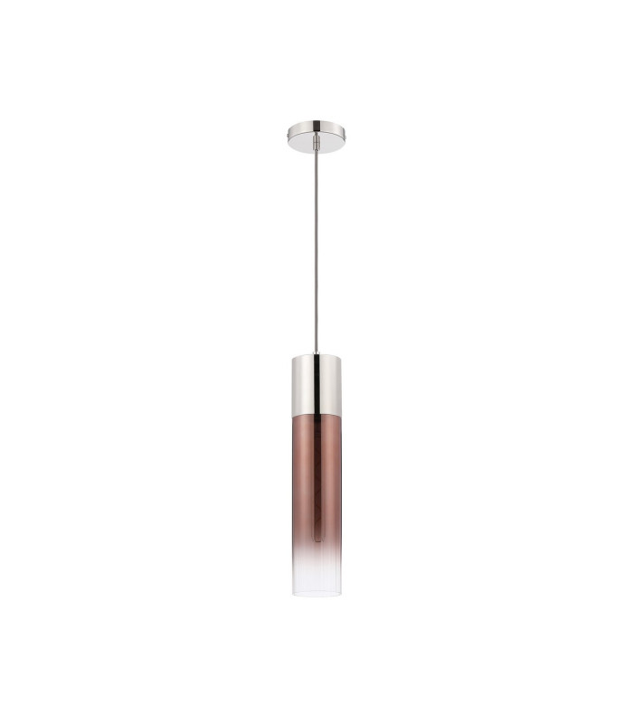 Versailles 12cm Pendant Tubular Glass 1 x E27 Polished Nickel/Copper Fade/Dark Grey Braided Cable-5